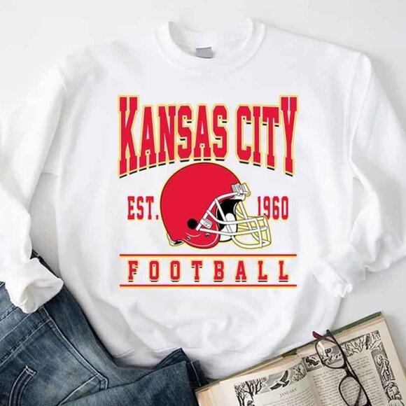 Kansas City Chief Sweatshirt T-Shirt Kansas City Football Sweatshirt 05 - Picture 1 of 5